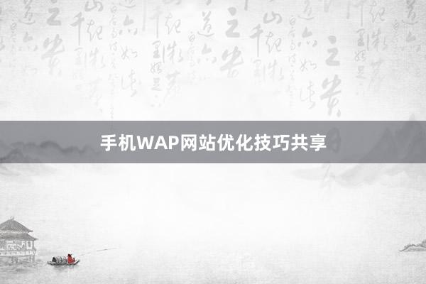 手机WAP网站优化技巧共享