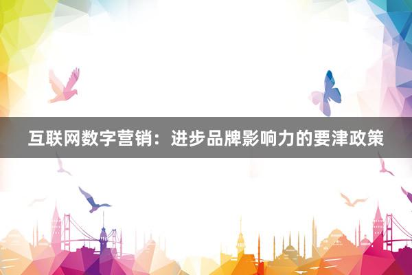 互联网数字营销：进步品牌影响力的要津政策
